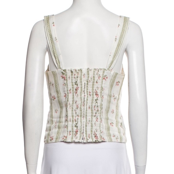 Reformation Minton Linen 100% Linen Floral Striped Sleeveless Top Bustier Sz 8 - Picture 12 of 13